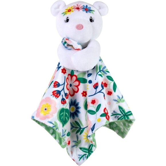 Baby Essentials Girl's Floral Bear Lovey Spring Plush Soft Security Blanket 13" - Picture 1 of 14